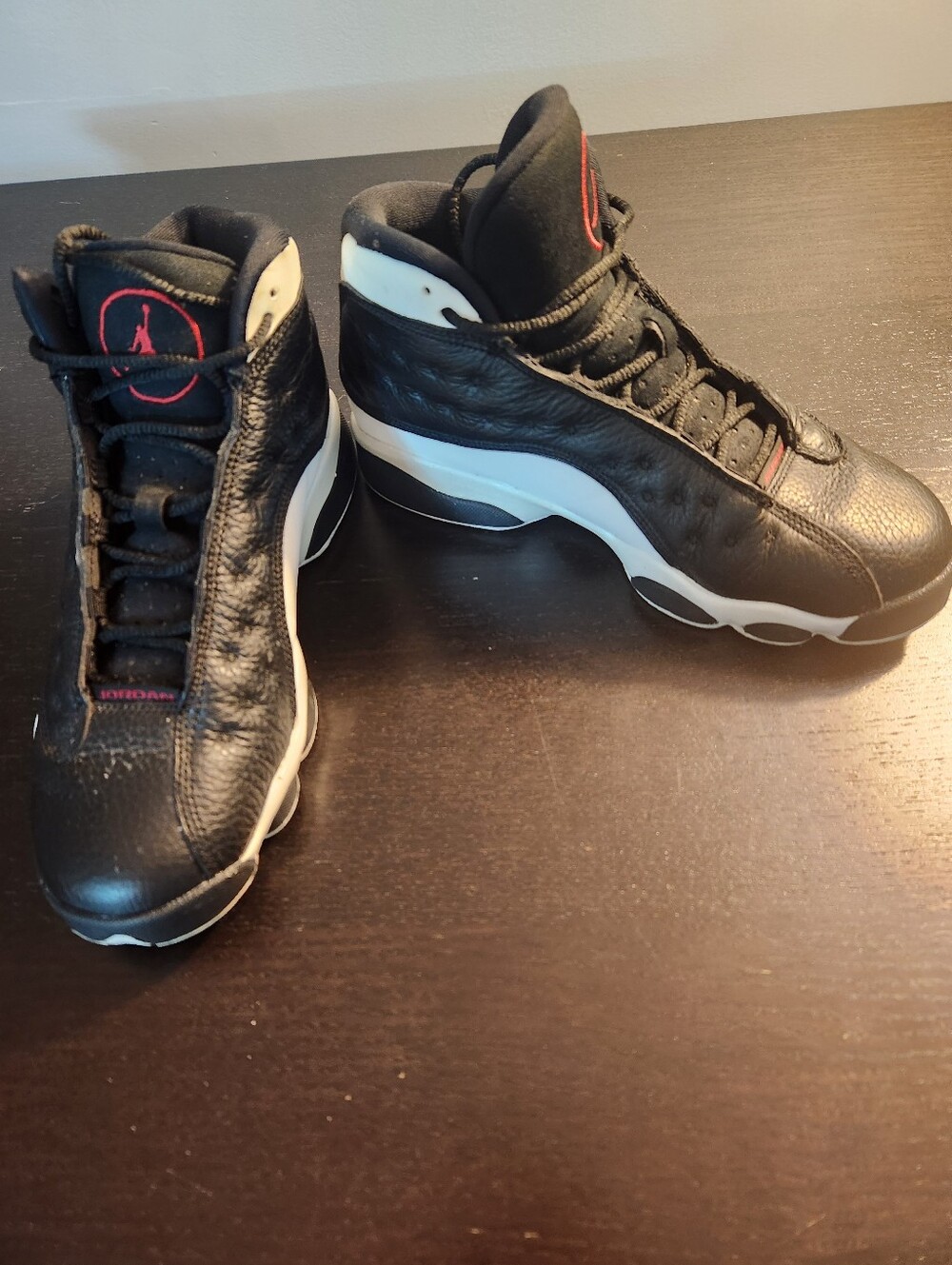 Jordan Men’s High-Top Sneakers - Black/White/Red. Excellent Condition. 6Y